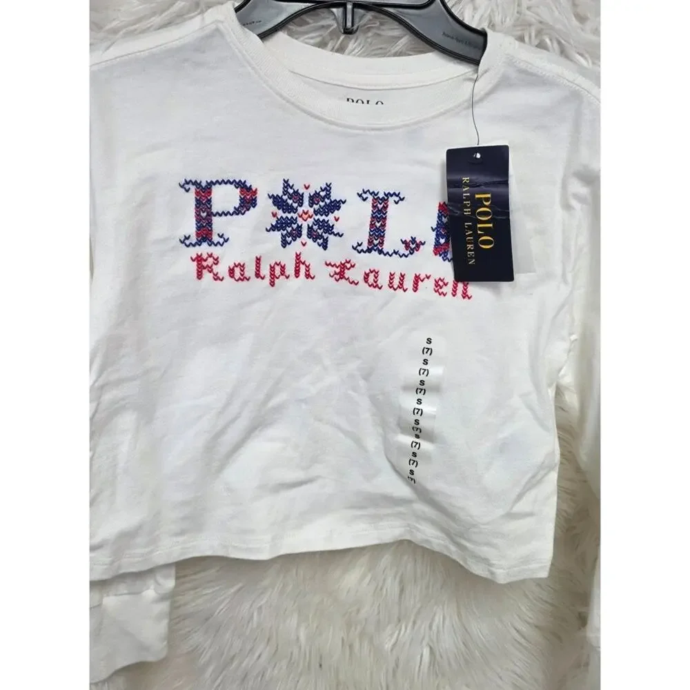 Ralph Lauren Childrenswear Girls Logo Cotton Boxy Long-Sleeve T-Shirt S (7)